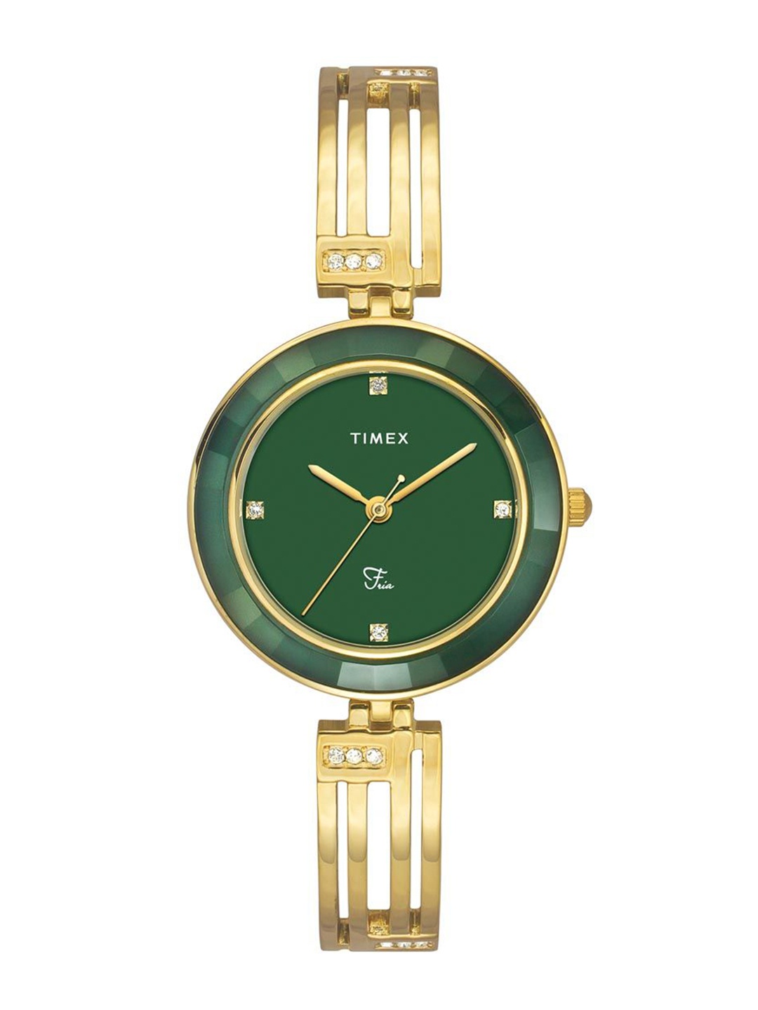 

Timex Women Brass Embellished Dial & Straps Analogue Watch TWEL16205, Green