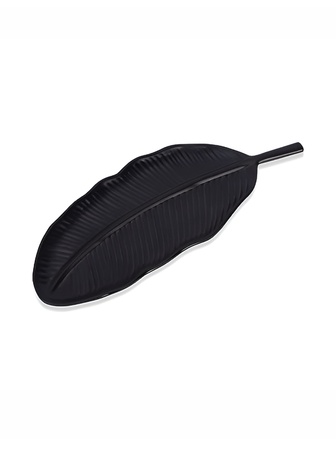 

e kysa Black Leaf Shape Glossy Dishwasher Safe Platter