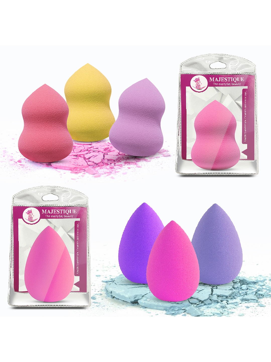 

MAJESTIQUE Set of 6 Makeup Blender Beauty Sponges, Multi