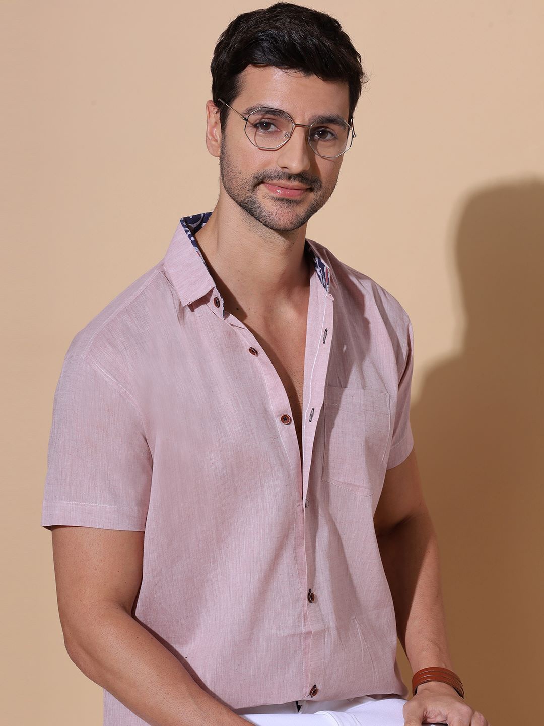 

MOSHI Men Comfort Opaque Casual Shirt, Pink