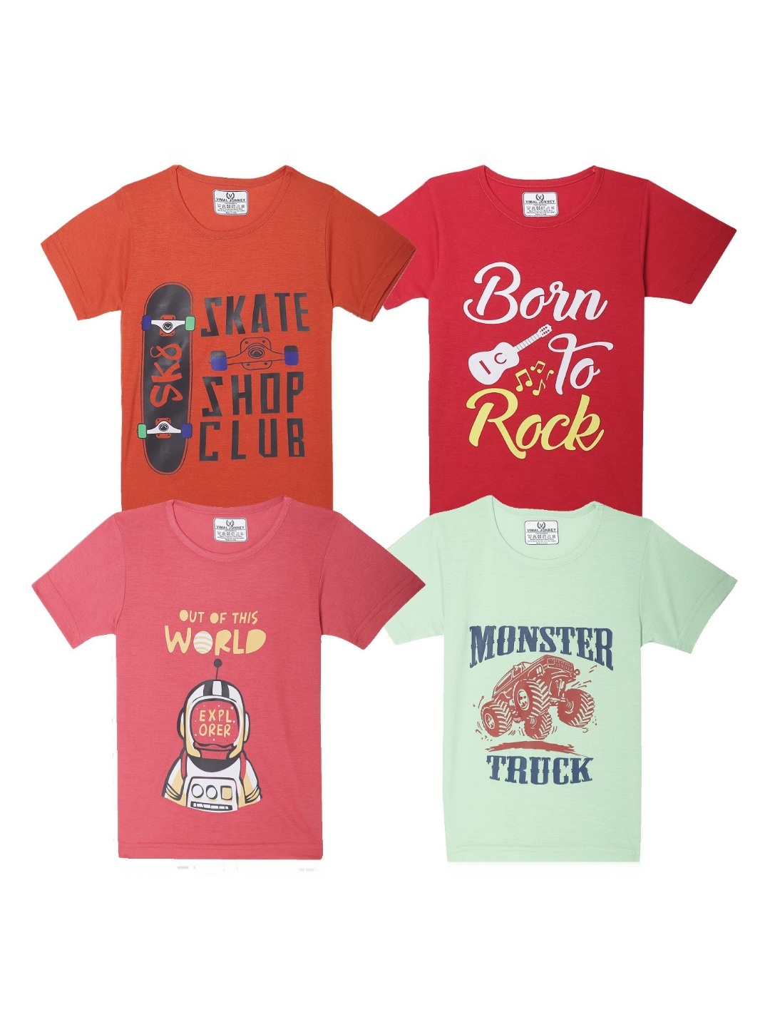 

MACK JONNEY Kids Typography 4 Printed Applique T-shirt, Multi