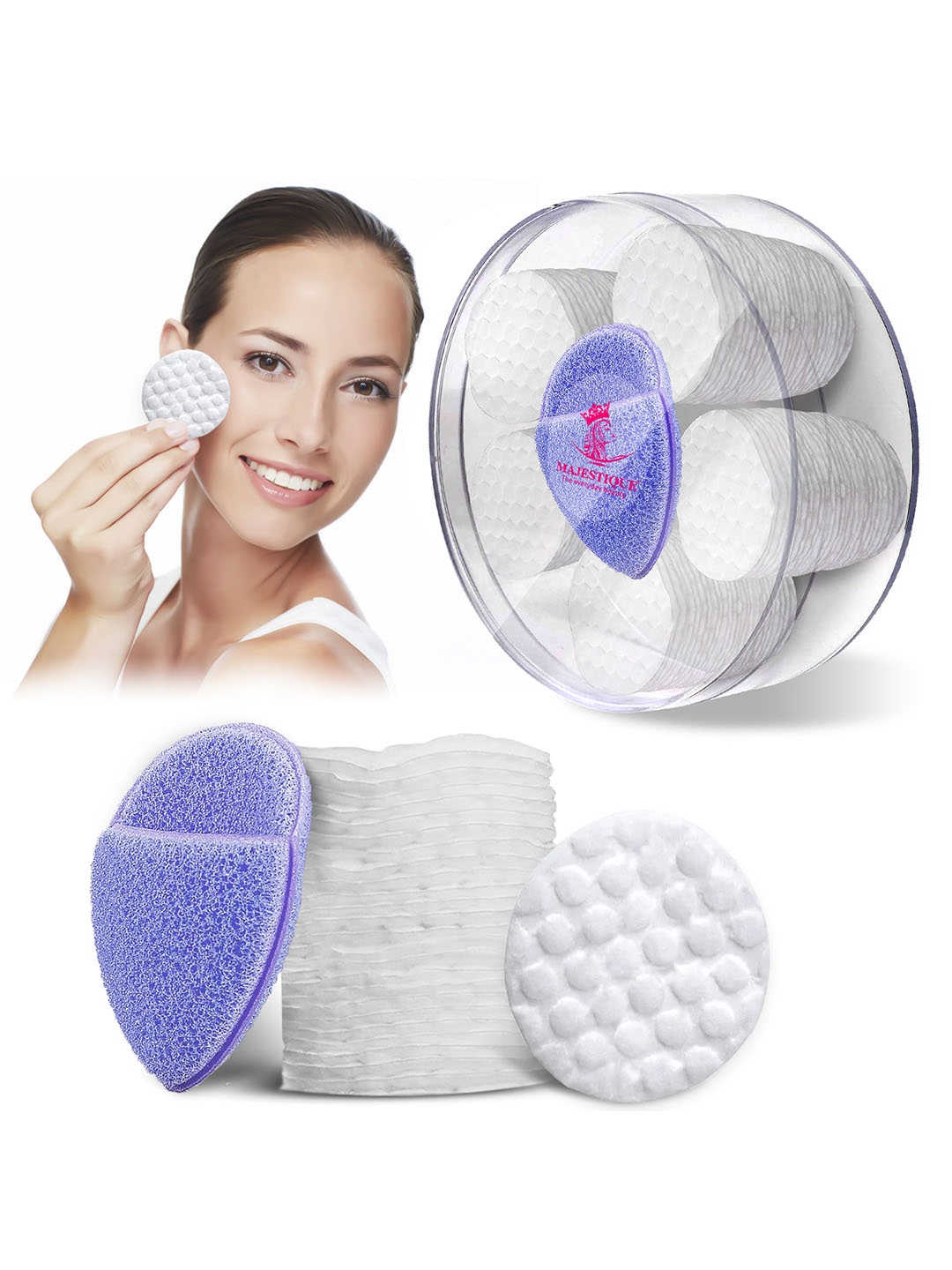 

MAJESTIQUE 101-Pcs Dual Sided Layered Pads with Face Sponge, White
