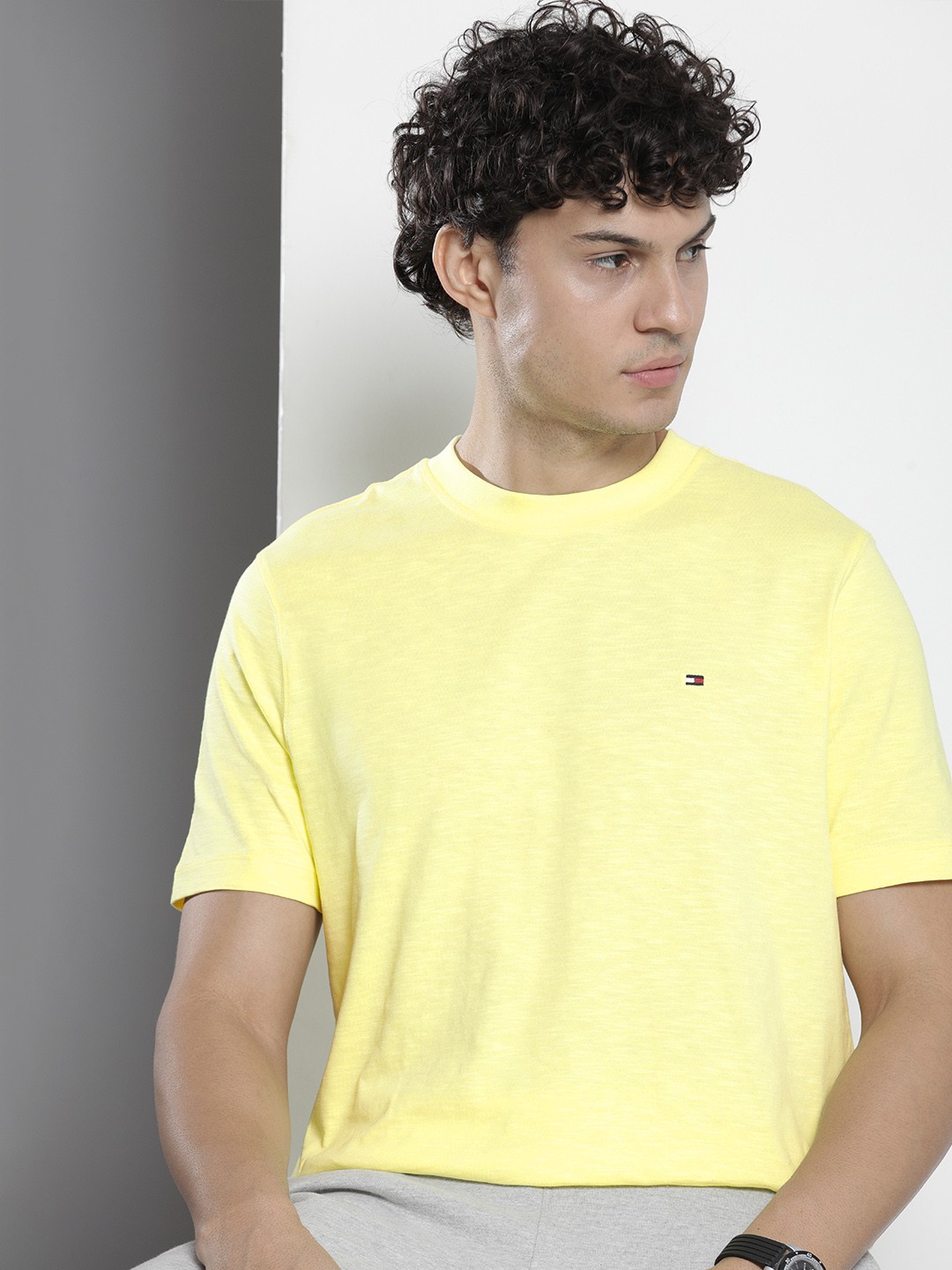 

Tommy Hilfiger Men Pure Cotton T-shirt, Yellow