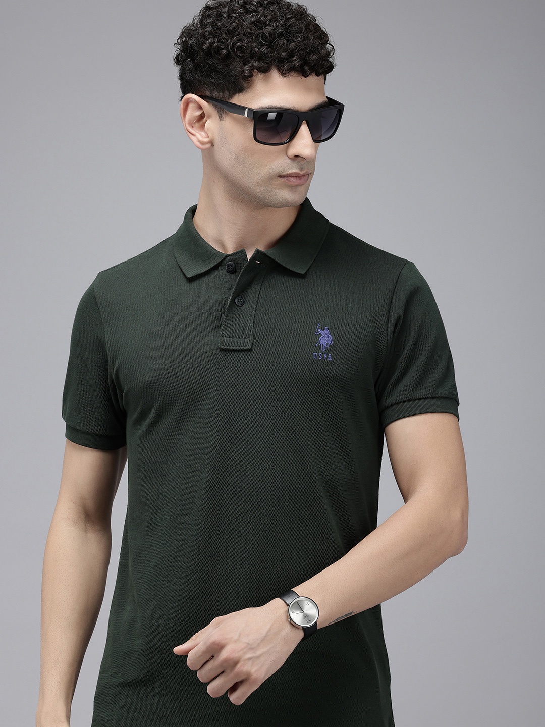 

U.S. Polo Assn. Polo Collar Pure Cotton Slim Fit T-shirt, Olive