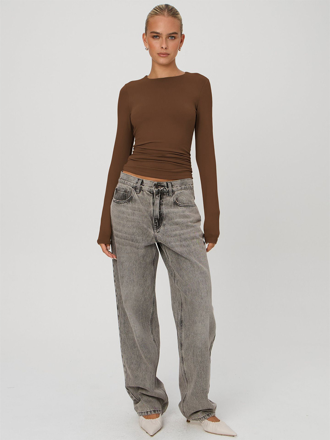 

HERE&NOW Crop Top, Coffee brown
