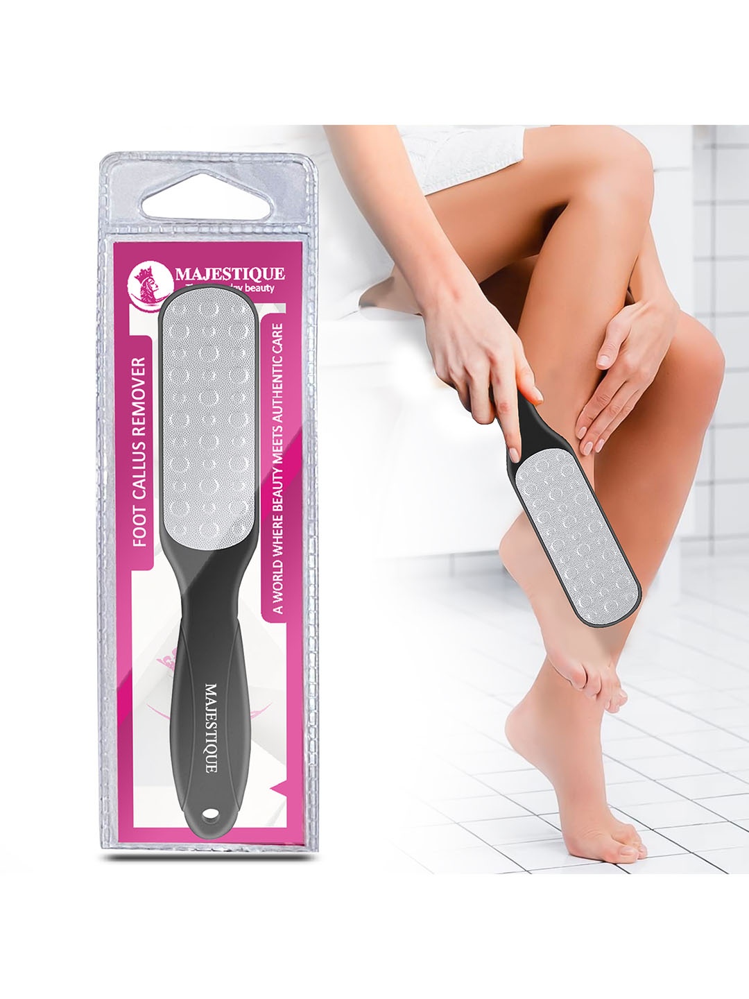 

MAJESTIQUE Callus Remover Foot Scrubber FN320 & Foot Files Dead Skin Remover, Black