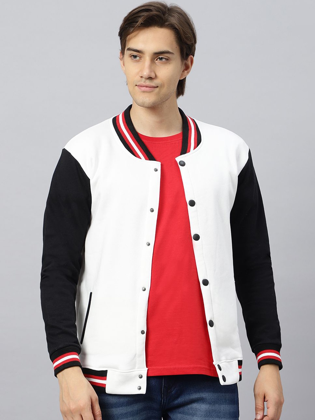 

Be Savage Men Windcheater Outdoor Varsity Jacket, White