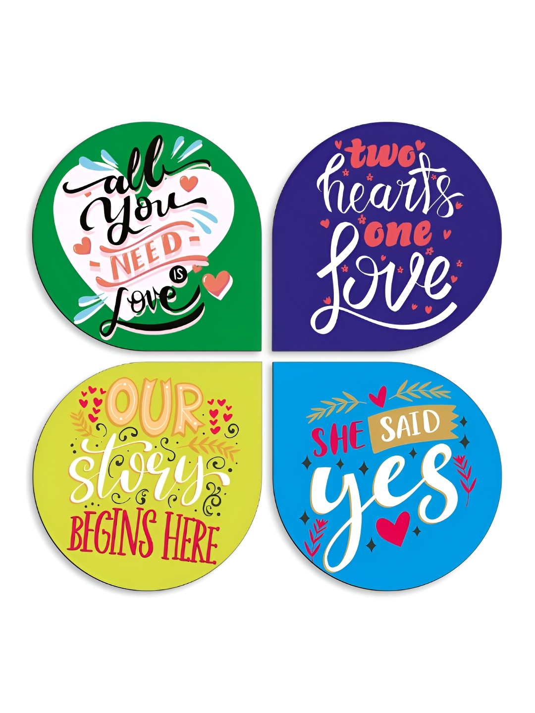 

CLAWCRAFTS Yellow & Blue 4 Pieces Quotes Printed Wooden Wall Art