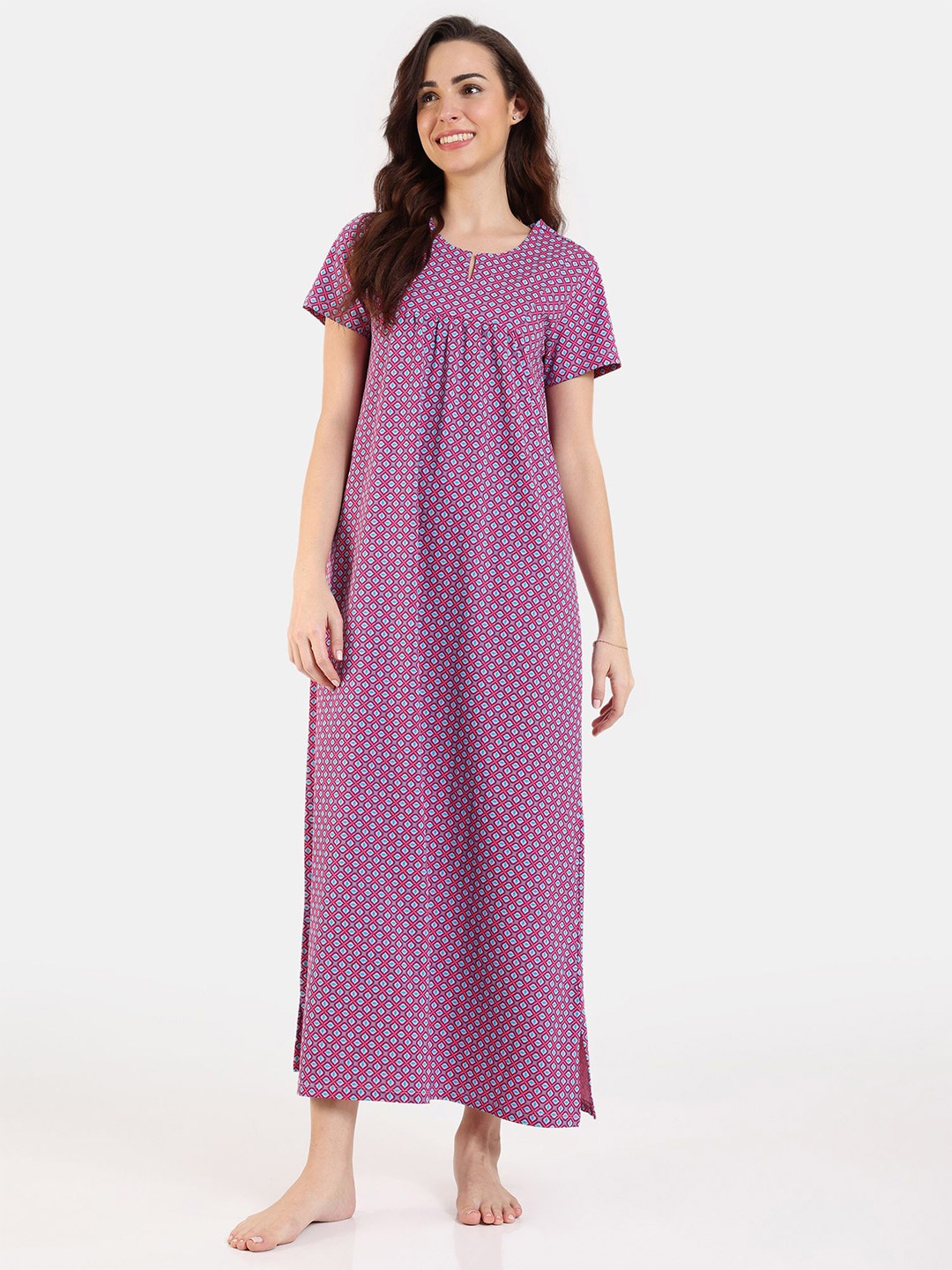 

Zivame Printed Maxi Nightdress, Pink