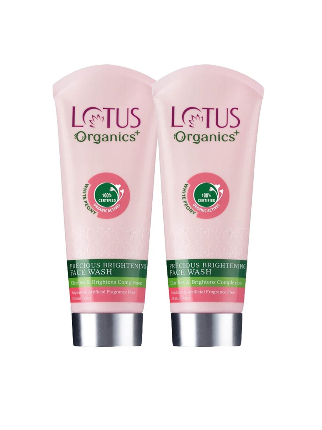 

Lotus Organics+ Set Of 2 Precious Brightening Face Wash-100g Each, Pink