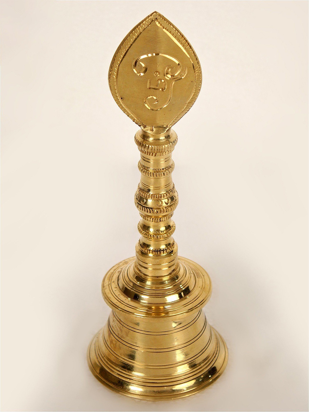 

Exotic India Vel Bell with Tamil Om and Shiva Tilak - Brass with Bronze, Gold