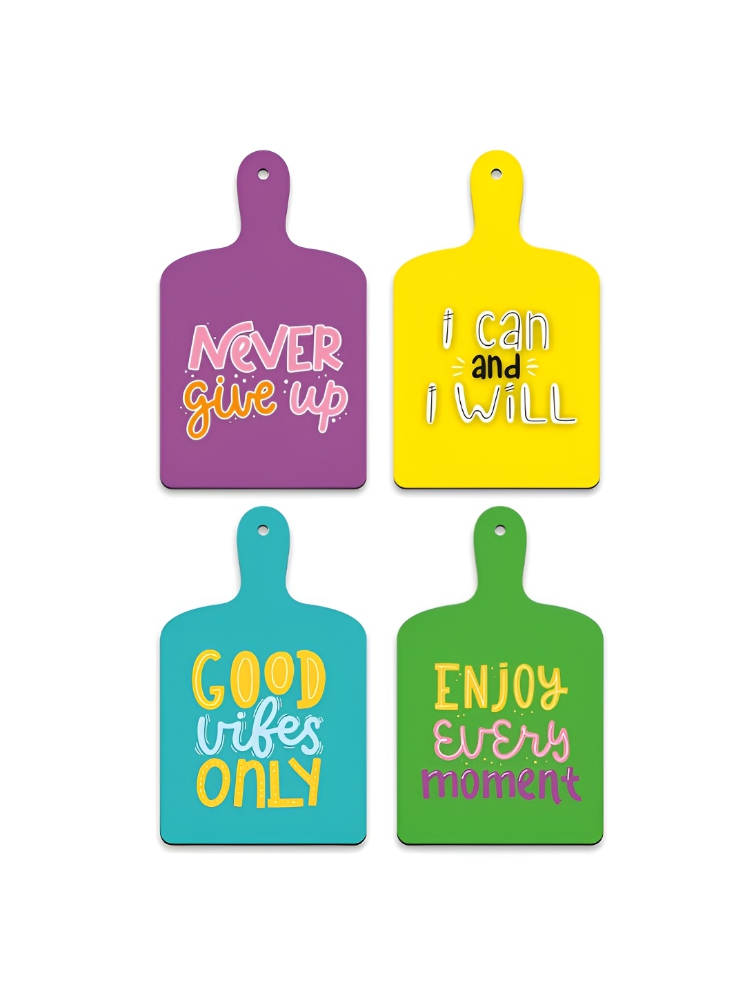 

CLAWCRAFTS Yellow & Green 4 Pieces Quotes Printed Hanging Wooden Wall Art