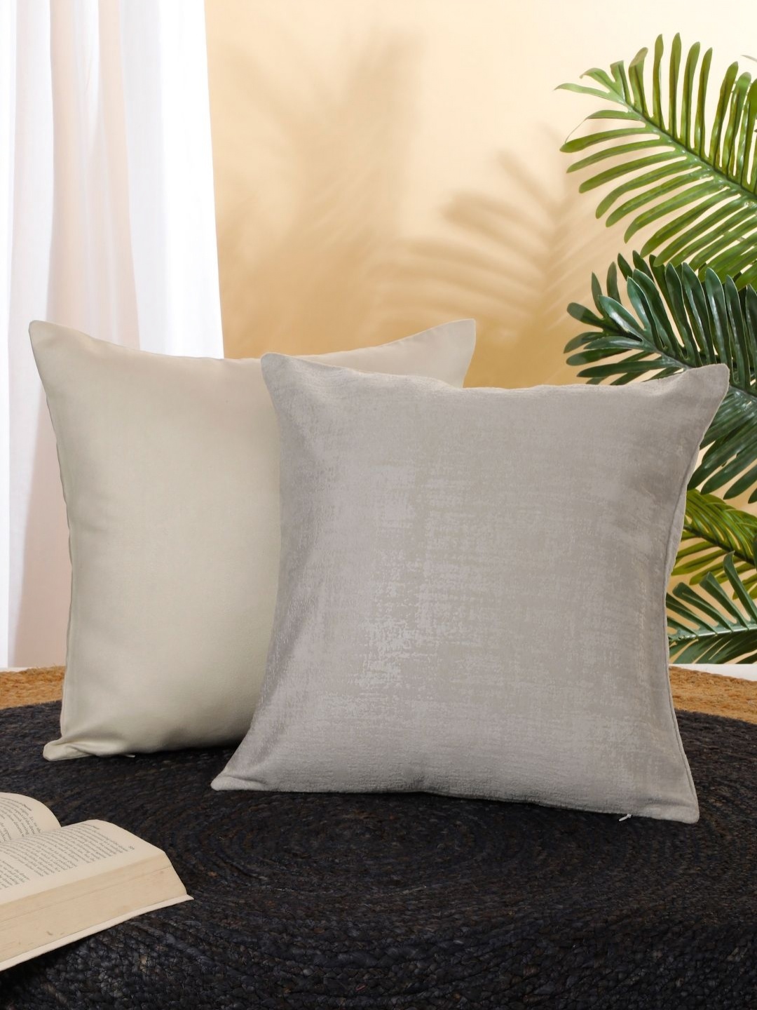 

ROSARA HOME Cream 2 Pieces Square Cushion Covers