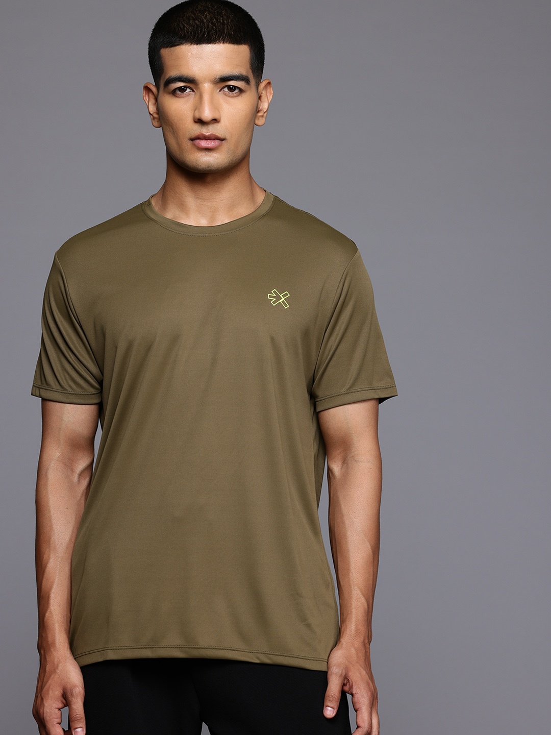 

HRX by Hrithik Roshan Brand Logo Printed Training T-shirt, Olive