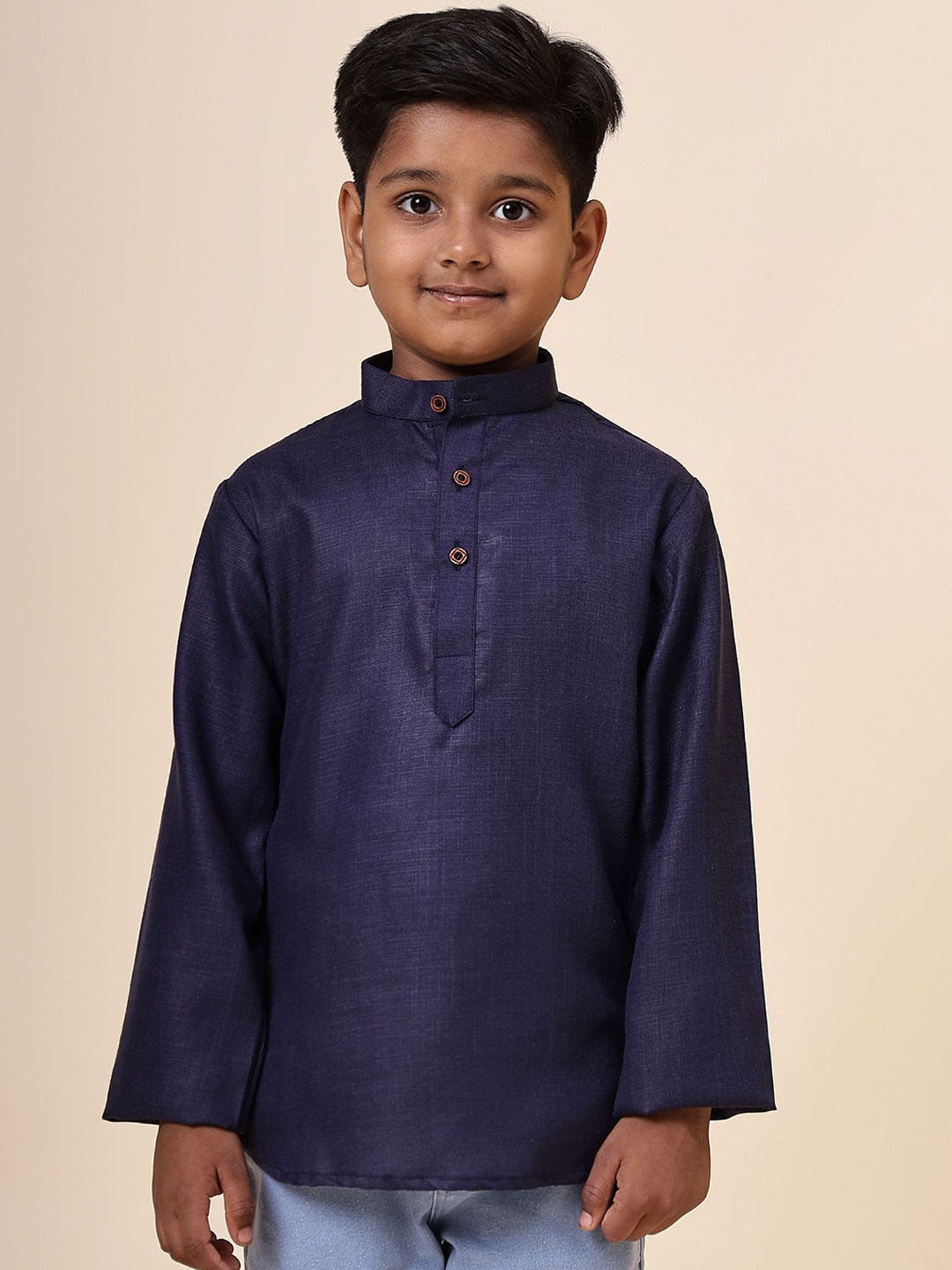 

Anouk Boys Navy Blue Mandarin Collar Kurta