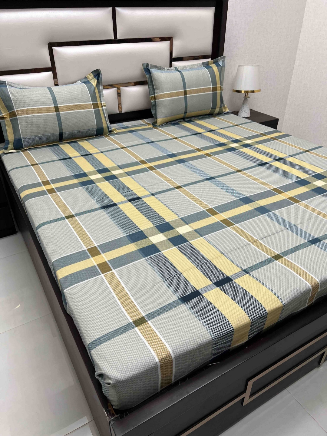 

Pure Decor Passion Fur Green Striped 300 TC Cotton Queen Bedsheet & 2 Pillow Cover