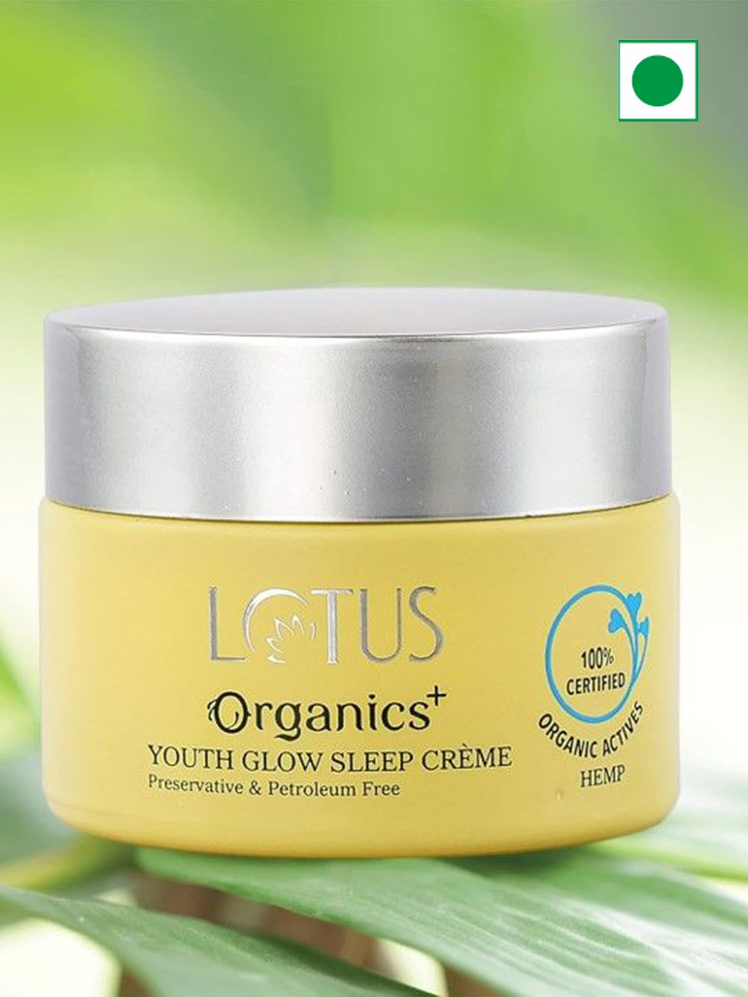 

Lotus Organics+ Set Of 2 Youth Glow Sleep Night Cream with Hemp - 50g Each, Yellow