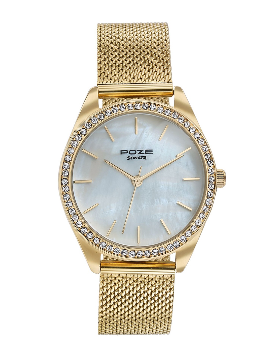 

Sonata Women Embellished Dial & Bracelet Style Straps Analogue Watch SP80078YM01WF, White