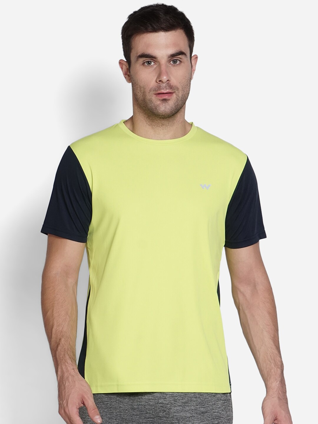 

Wildcraft Men Lime Green & Black Colourblocked T-shirt