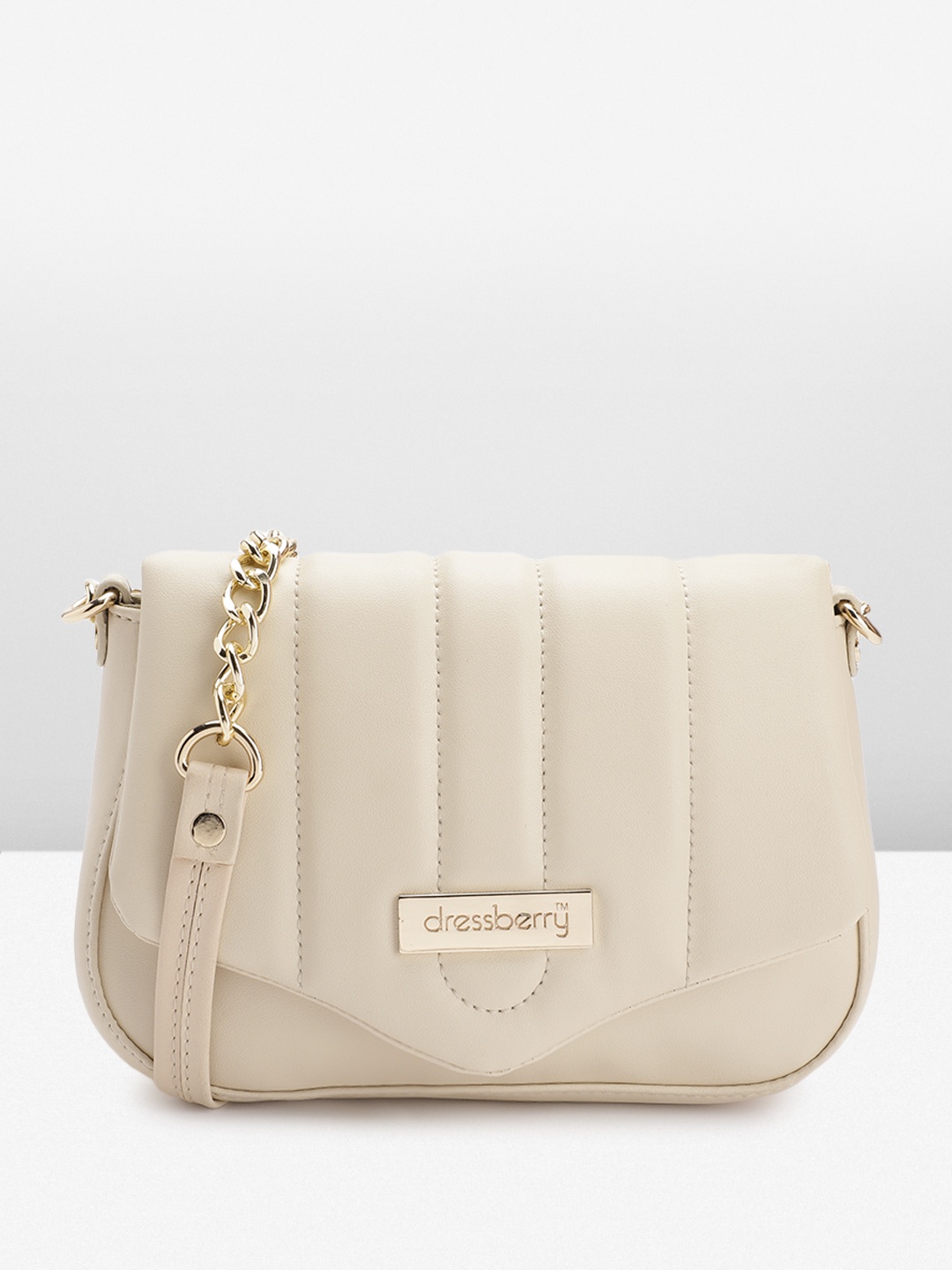 

DressBerry Quilted Structured Sling Bag, Beige