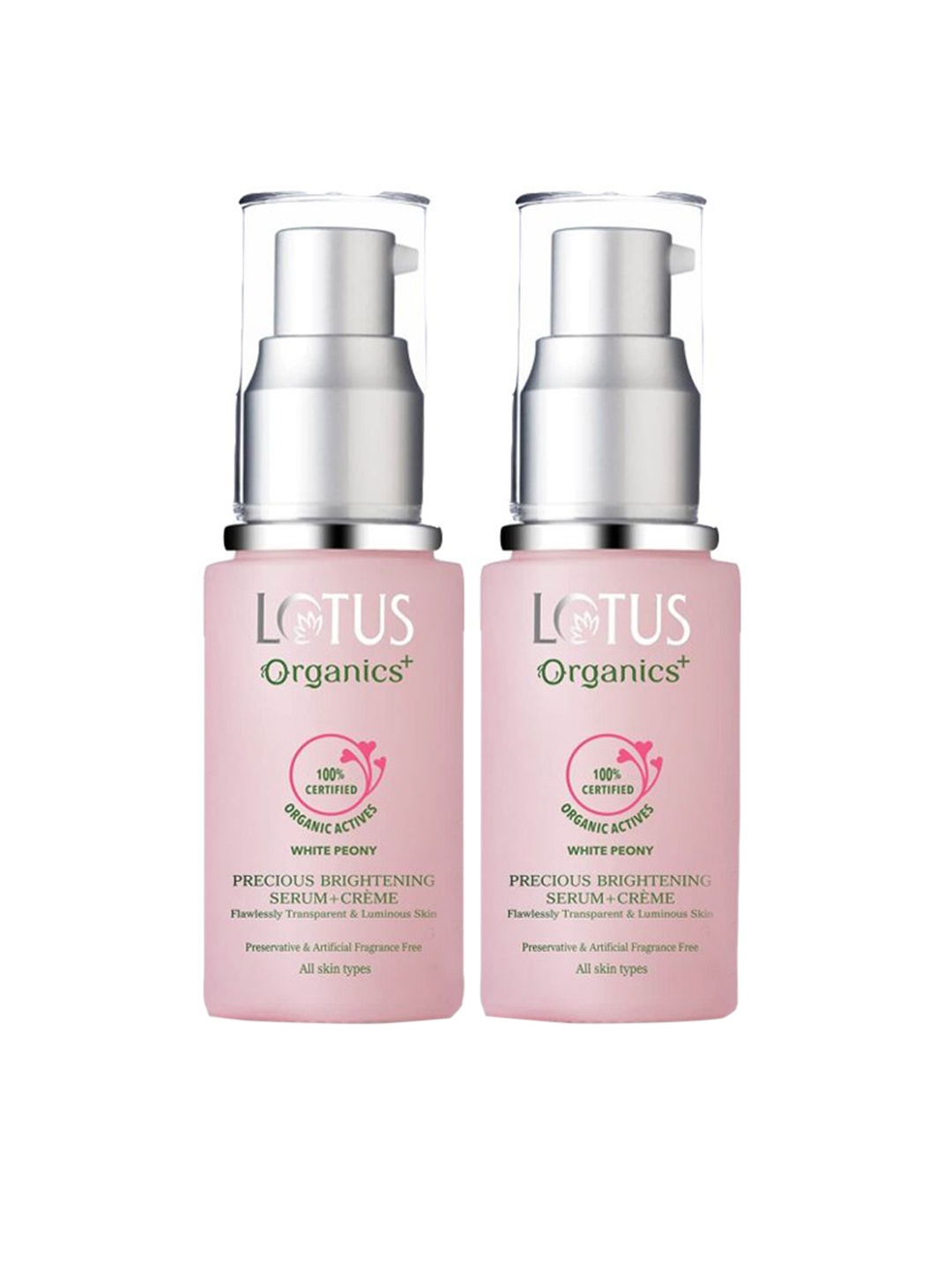 

Lotus Organics+ Set Of 2 Precious Brightening Serum + Cream- 30 g Each, Pink