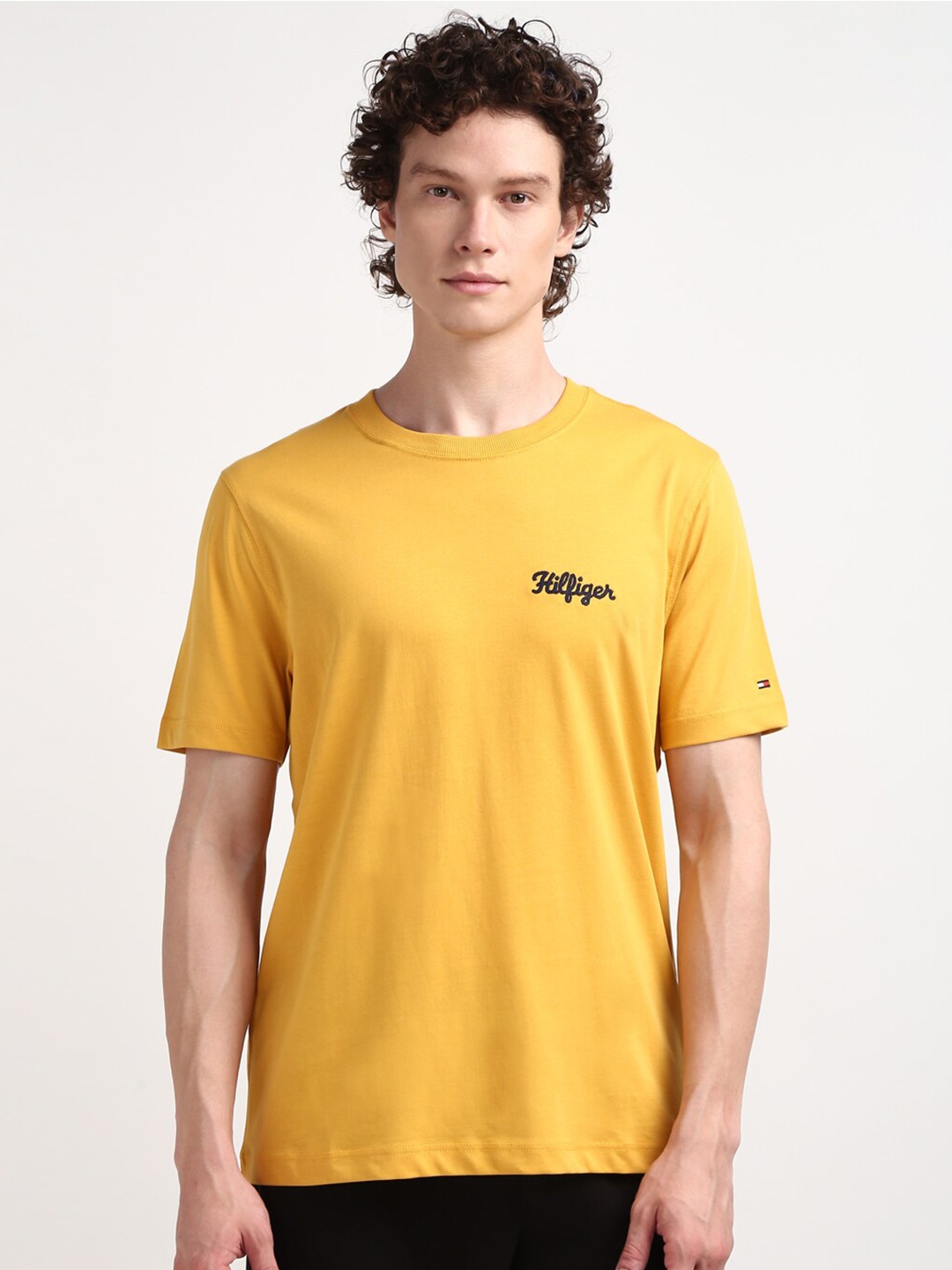 

Tommy Hilfiger Men Typography Round Neck Cotton T-shirt, Yellow