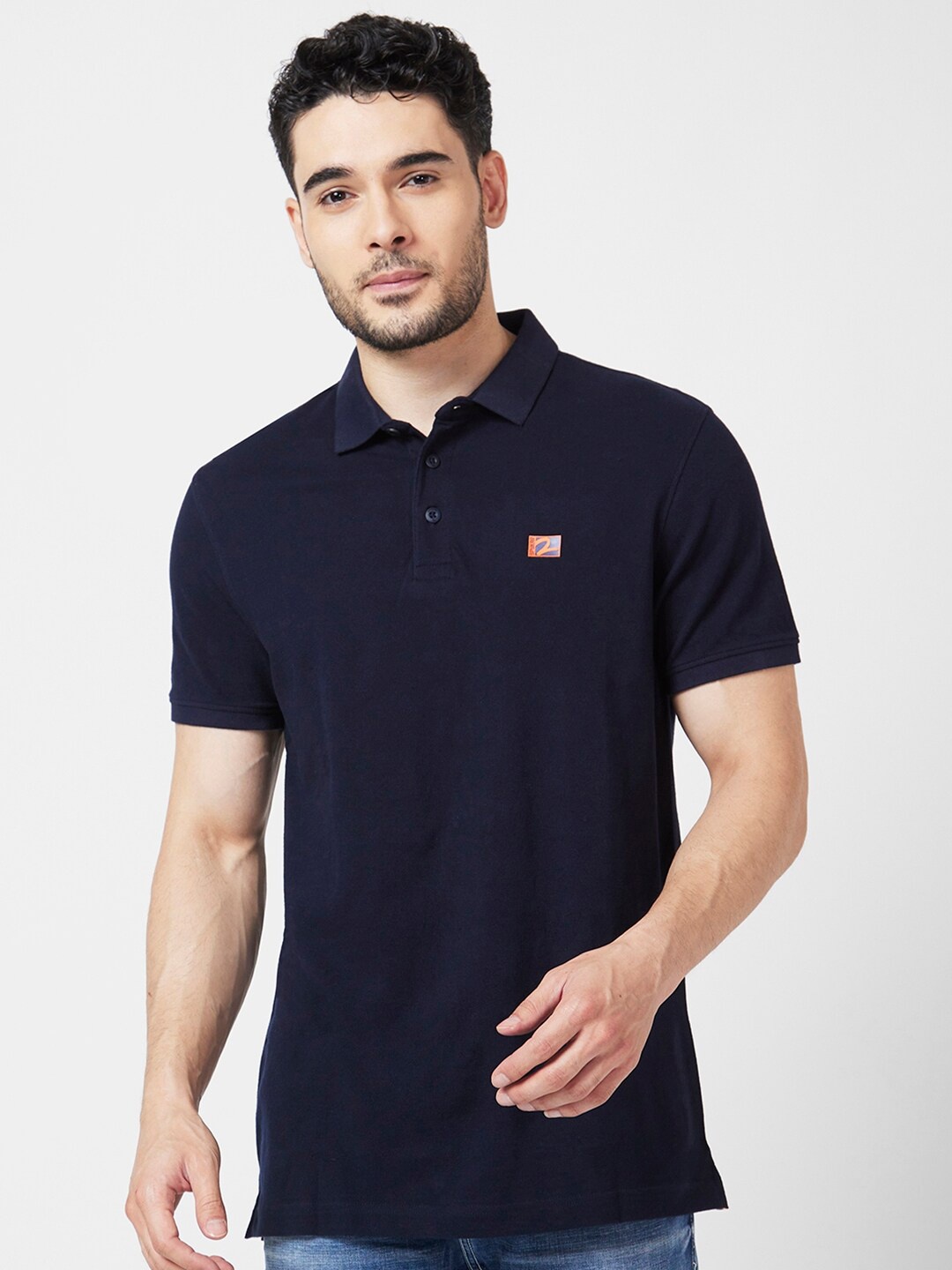 

SPYKAR Polo Collar Slim Fit Cotton T-Shirt, Blue