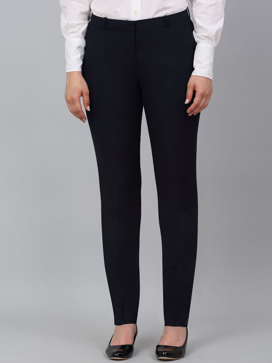 

Cantabil Women solid formal Trousers, Navy blue