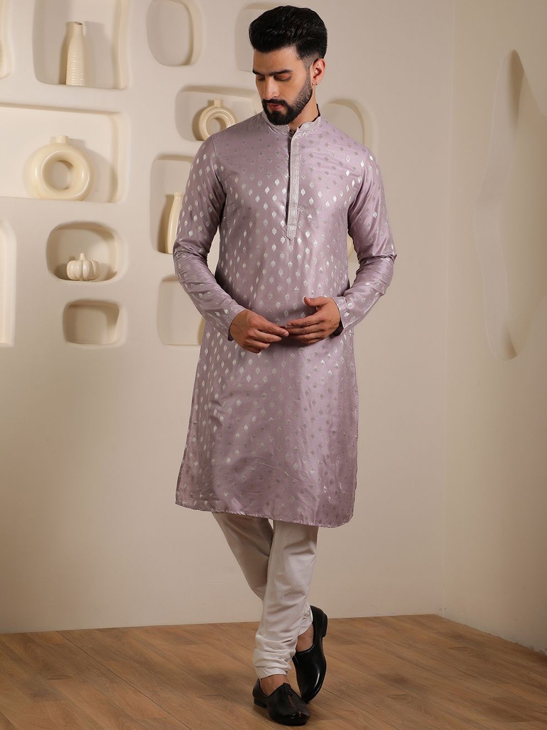 

Anouk Men Regular Kurta with Churidar, Purple