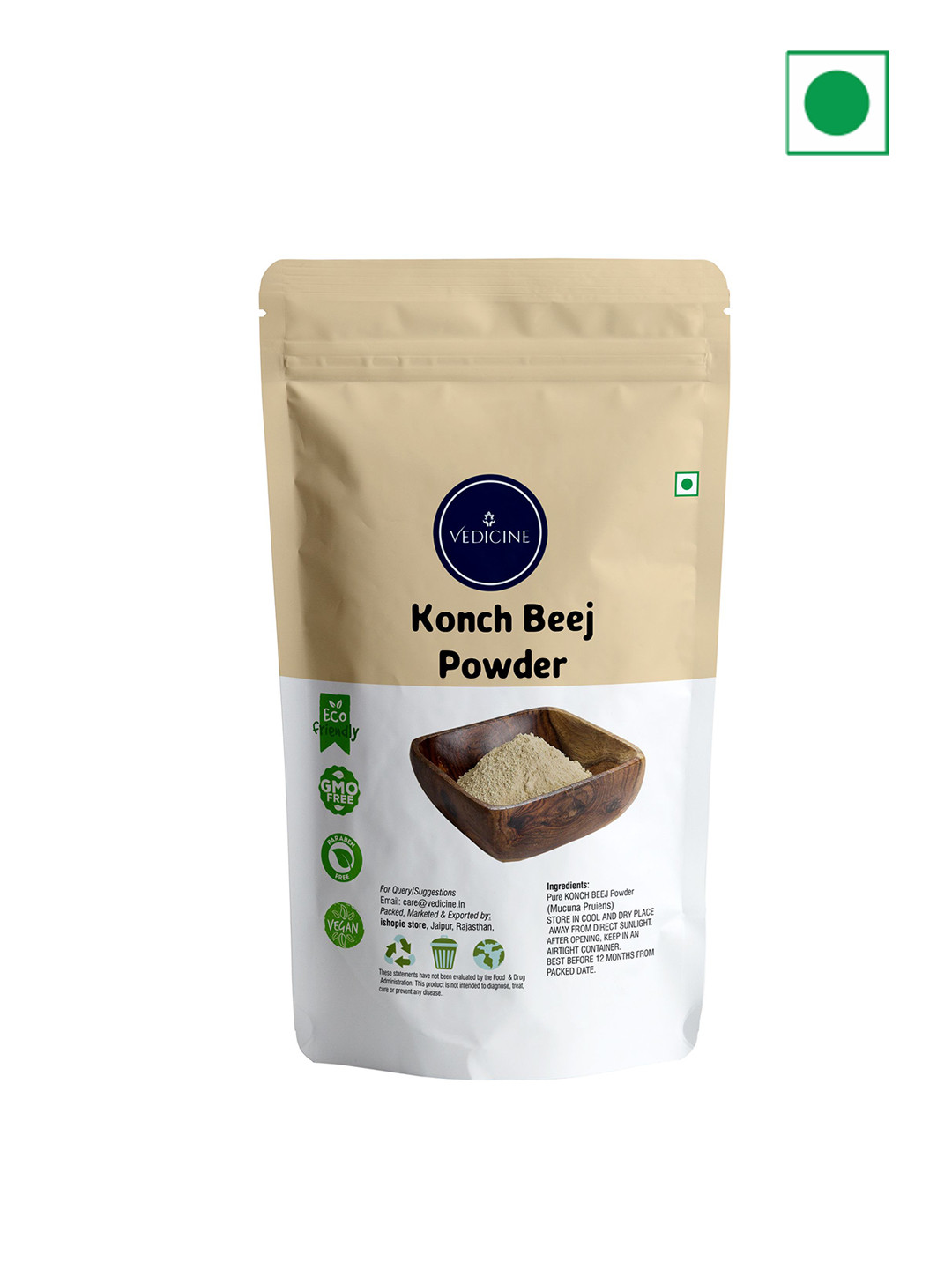 

VEDICINE Konch Kaunch Beej Powder Churna - 100g, Beige