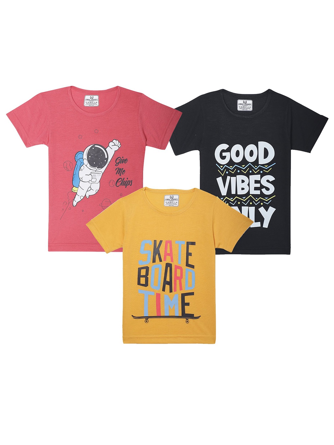 

VIMAL JONNEY Kids Typography 3 Printed Applique T-shirt, Multi