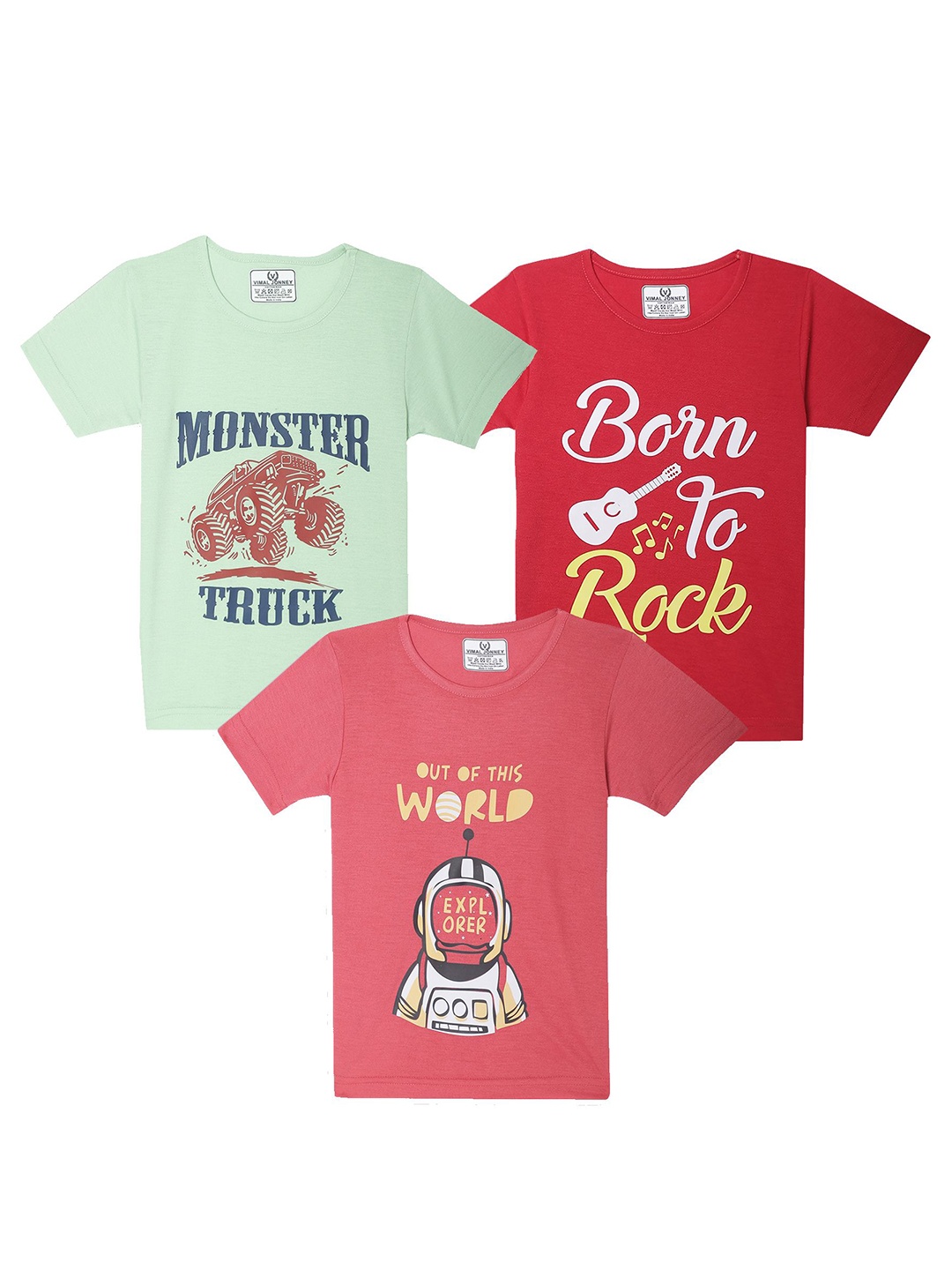 

MACK JONNEY Kids Typography 3 Printed Applique T-shirt, Multi