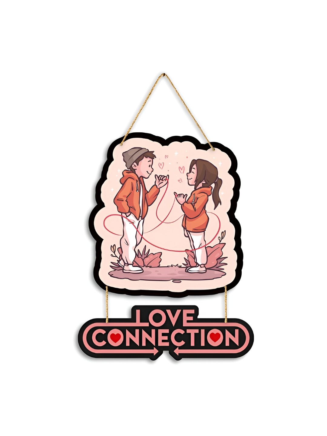 

CLAWCRAFTS Beige and Red Wooden Modern Wall Hanging