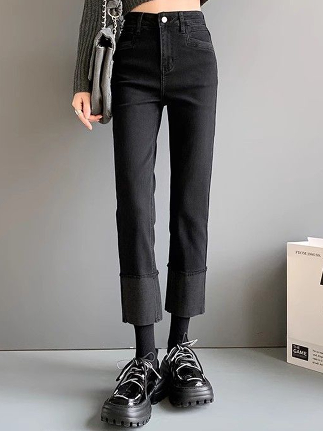 

StyleCast Women Slim Fit High-Rise Cotton Jeans, Black