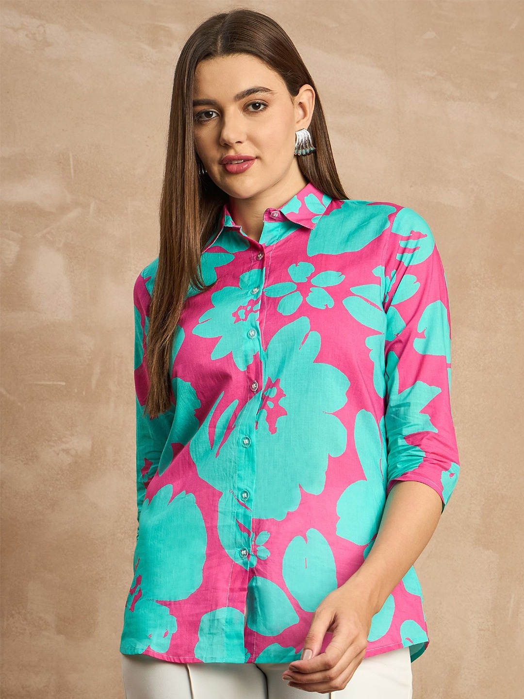

all about you Women Classic Opaque Striped Casual Shirt, Turquoise blue