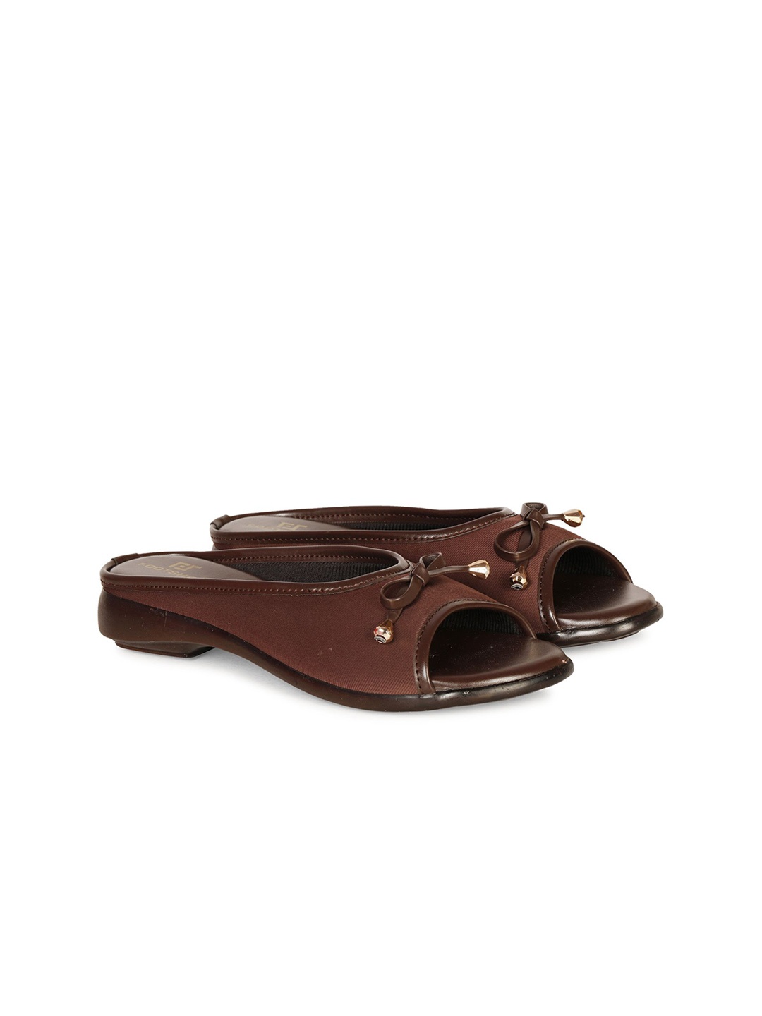 

FOOTSHEZ Women Comfort Mules with Bows, Brown
