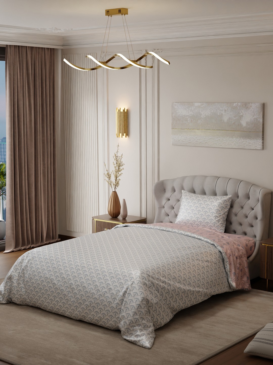 

Stoa Paris Elegance Peach Floral AC Room 150 GSM Single Bed Satin Comforter