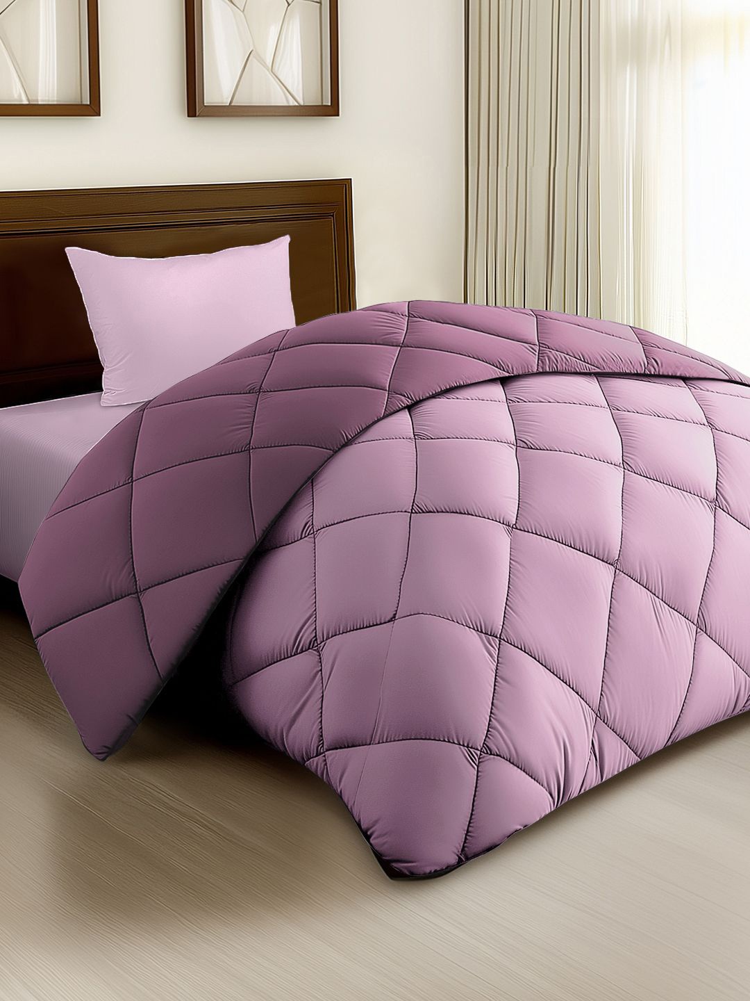 

Story@home Pink & Purple Solid Reversible 240 GSM Heavy Winter Single Bed Comforter