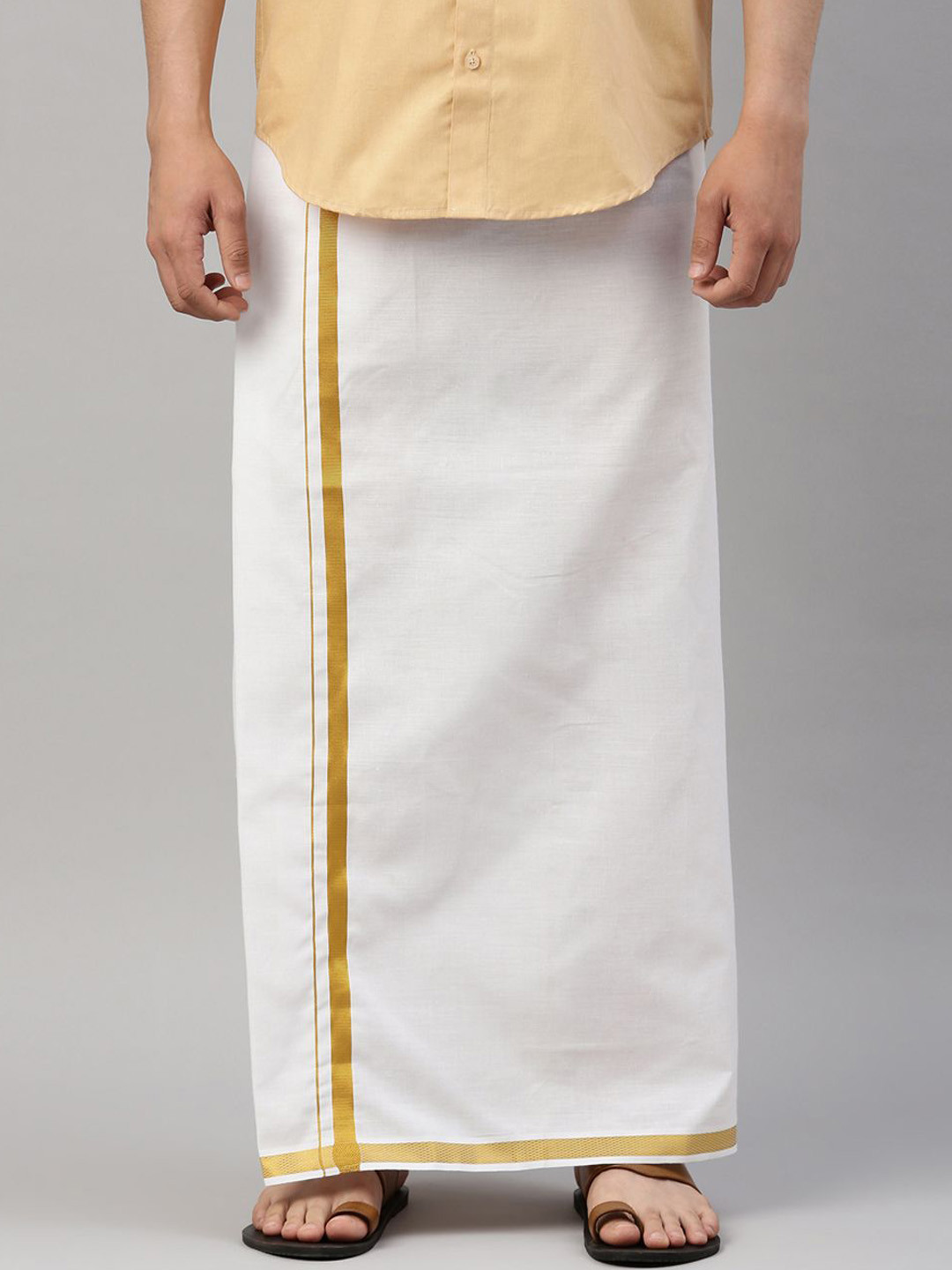 

WHITE HEART Men Pure Cotton Solid Single Layer Dhoti