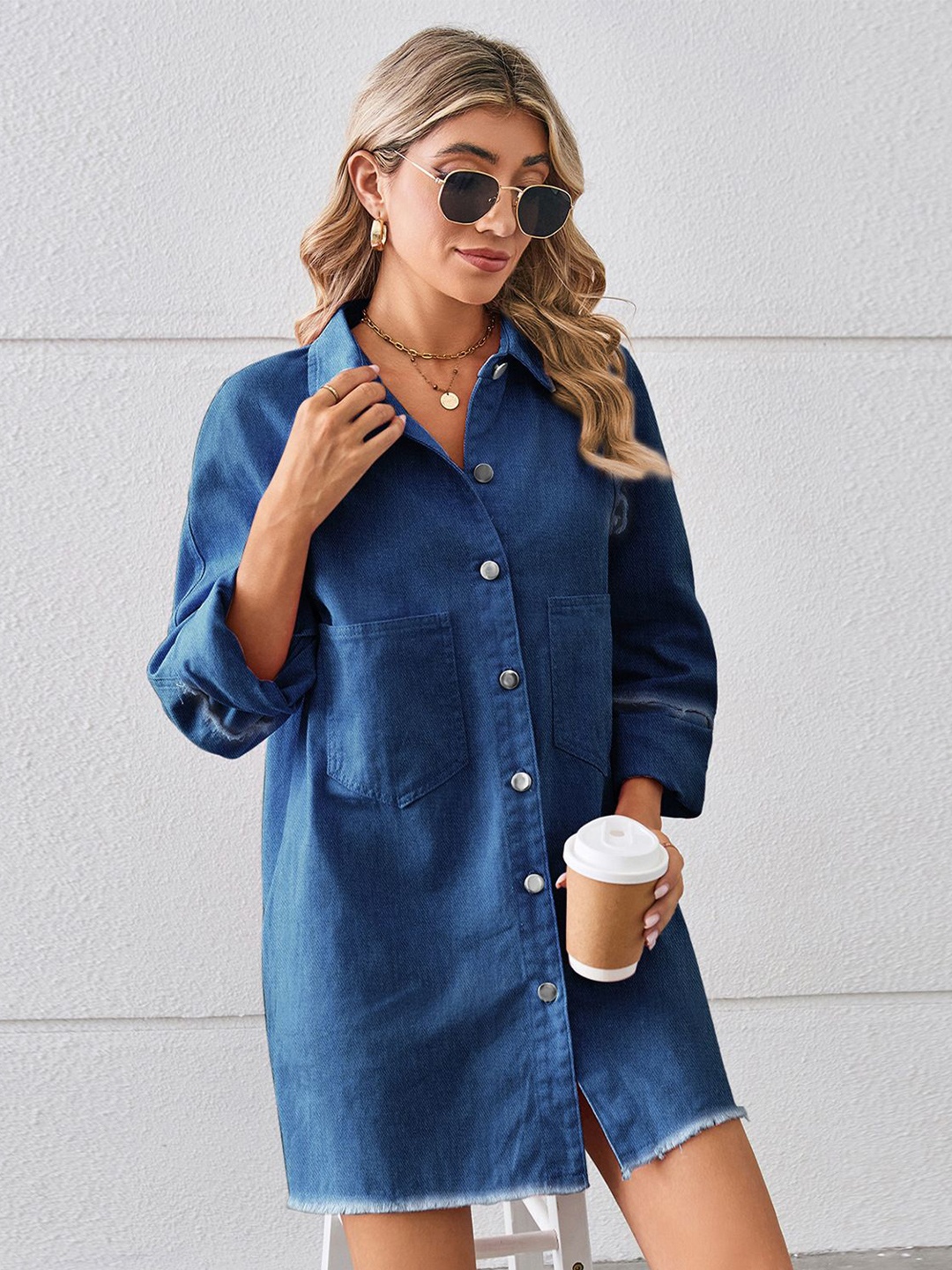 

StyleCast Denim Shirt Mini Dress, Blue