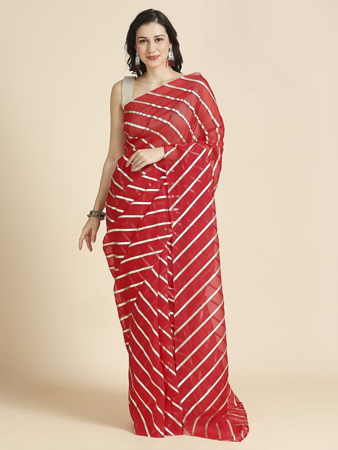 

ASISA Leheriya Organza Saree, Maroon