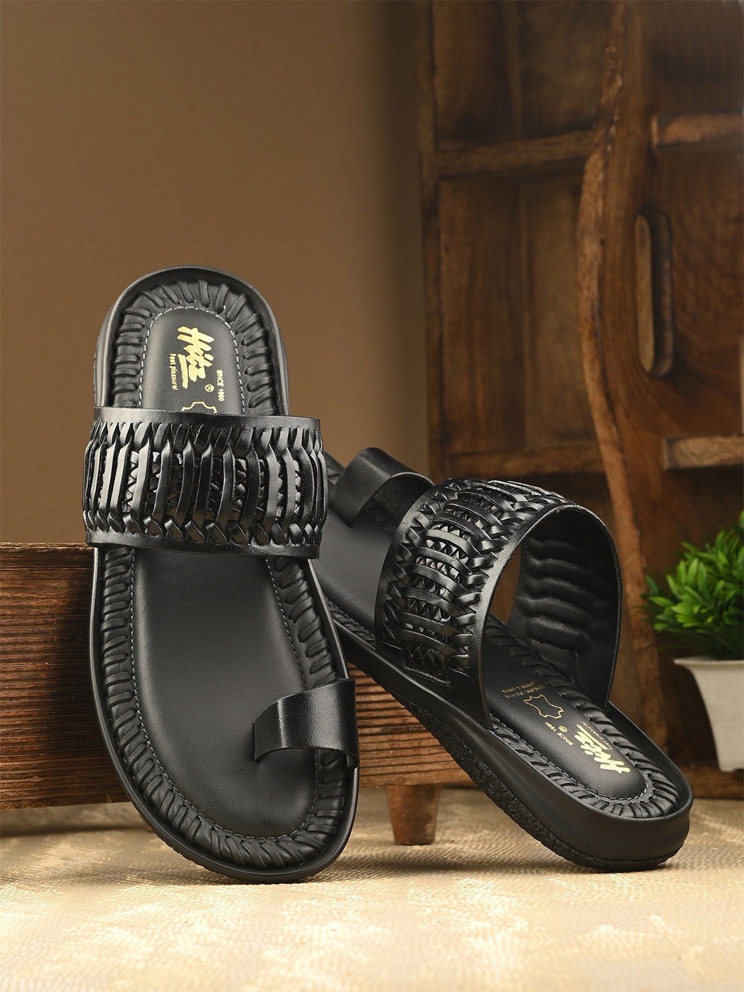 

Hitz Men Leather Comfort Sandals, Black