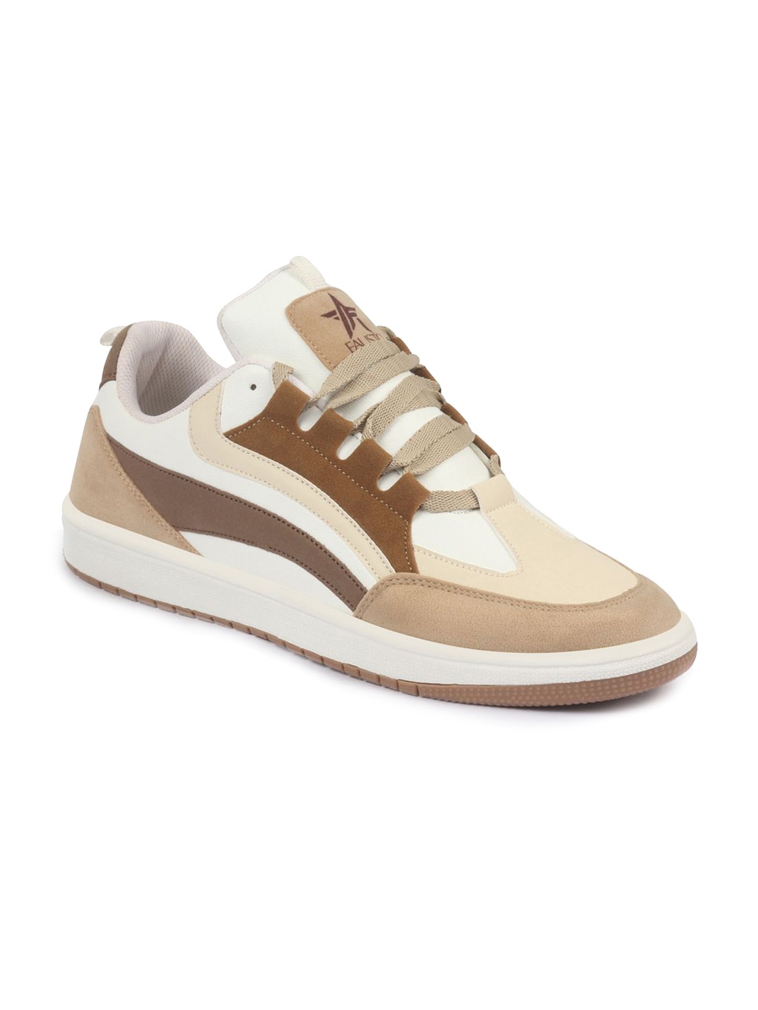 

FAUSTO Men Colourblocked PU Lightweight Lace-Ups Sneakers, Beige