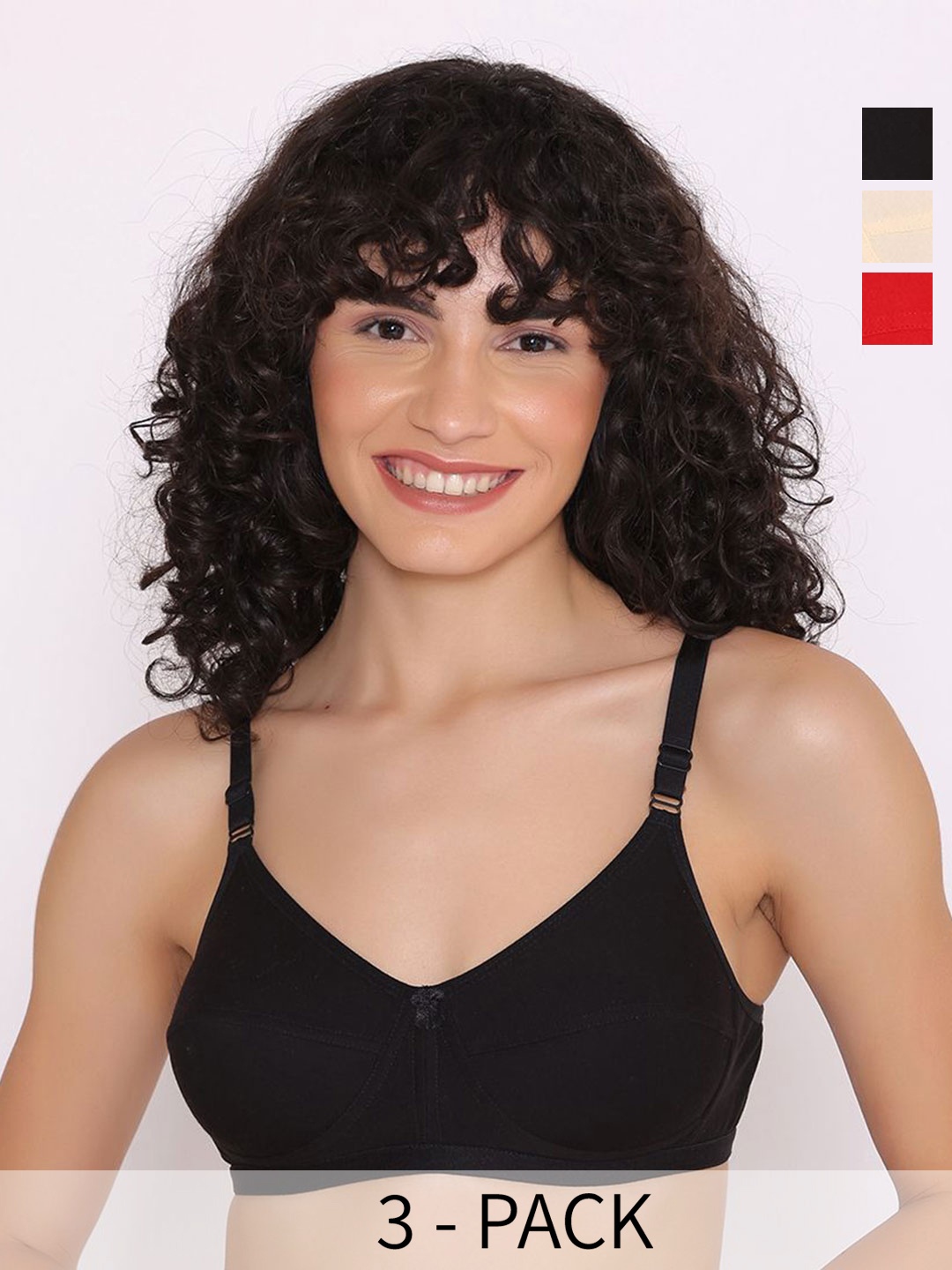 

INKURV Solid Bra Full Coverage Non-Wired Non Padded, Red