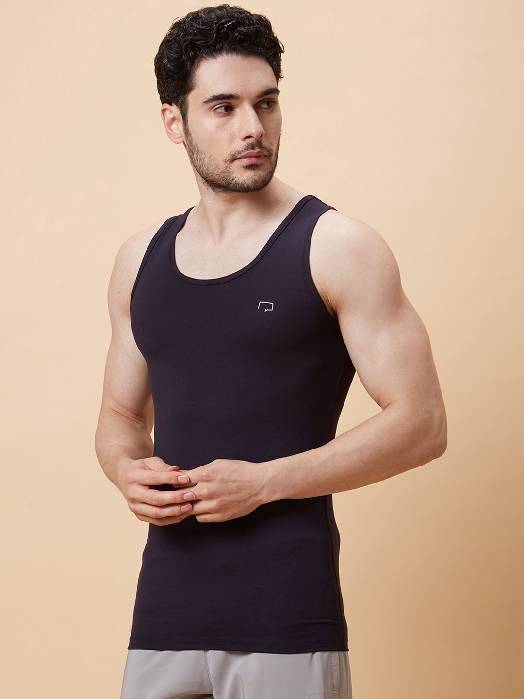 

ROAR FOR GOOD MEN Round Neck Sleeveless Innerwear Vests, Navy blue