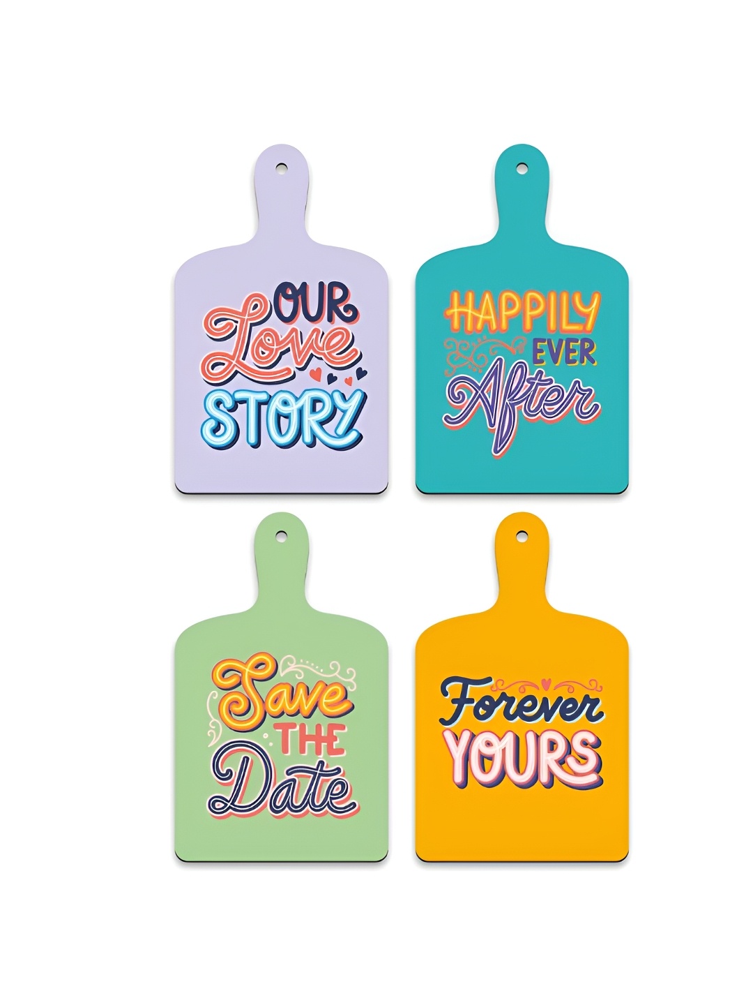 

CLAWCRAFTS Yellow & Purple Typography Wooden Wall Hangings
