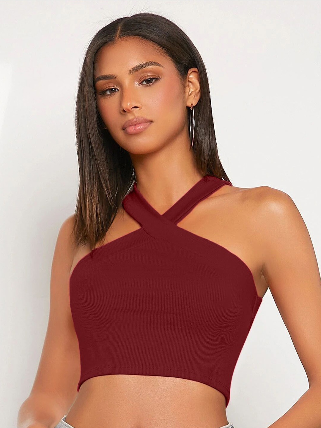 

Tivante Cotton Crop Top, Maroon