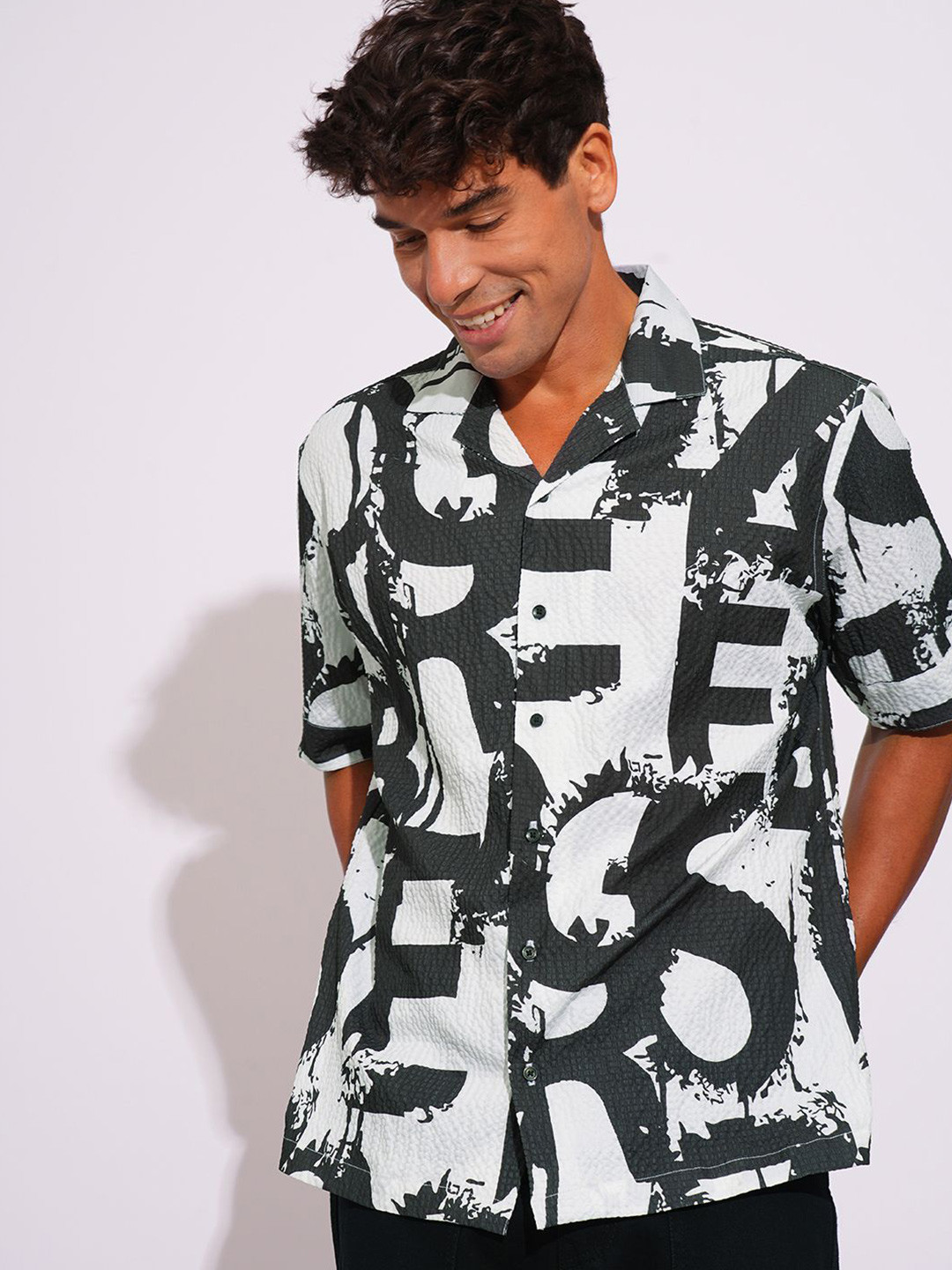 

BWOLVES Men Opaque Printed Casual Shirt, Grey