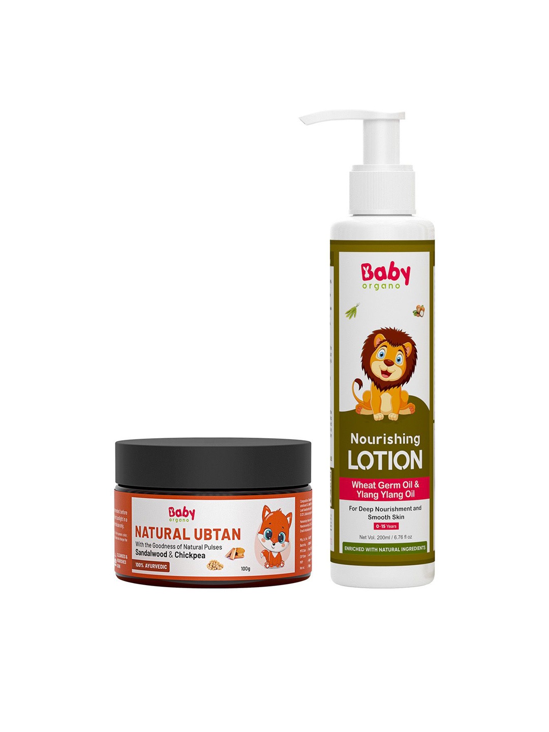 

BABYORGANO Ayurvedic Natural Ubtan Powder 100g and Body Lotion 200 ml, Orange