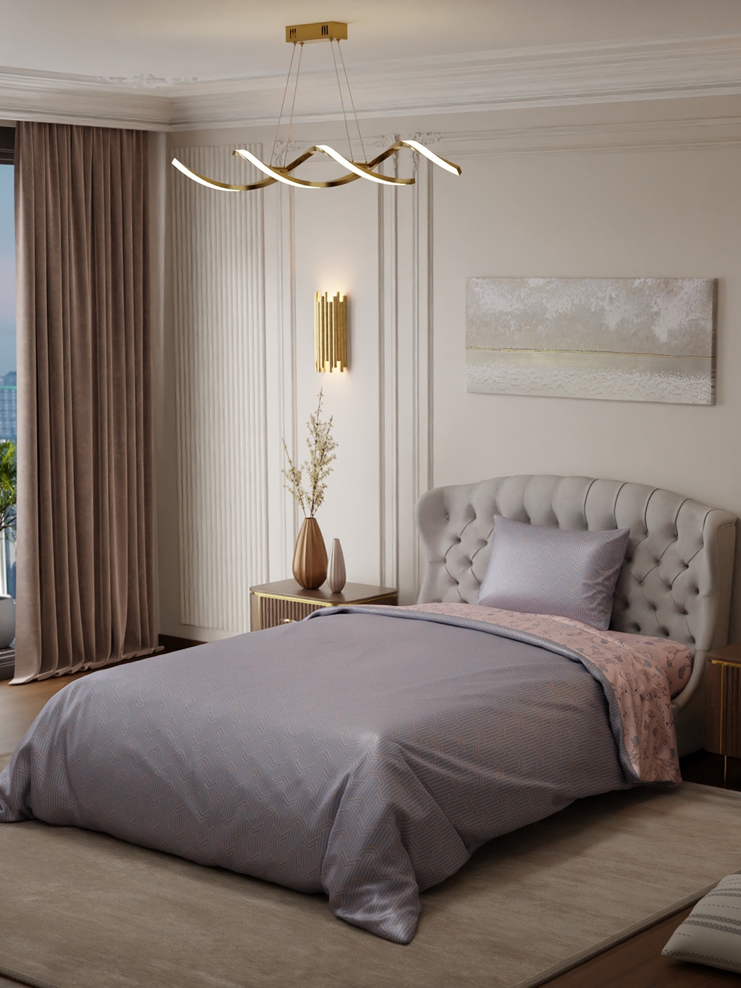 

Stoa Paris Elegance Peach Floral AC Room 150 GSM Single Bed Satin Comforter